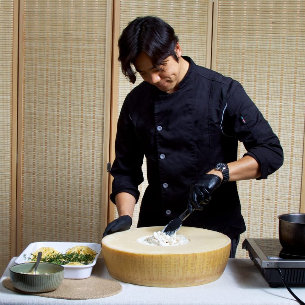 Live Pasta Parmigiano Wheel Station